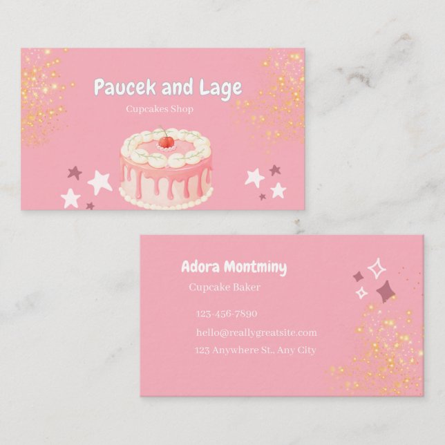 Tarjeta de visita de chef de pastelería elegante – (Anverso / Reverso)