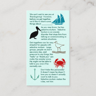 Tarjeta de visita de chico para juntar el mutismo 