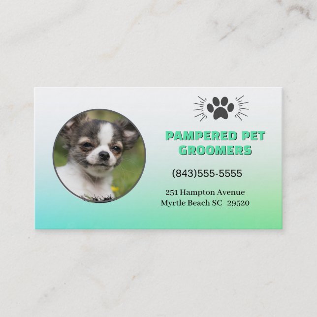 Tarjeta de visita de Chihuahua Mascota Groomer son (Anverso)