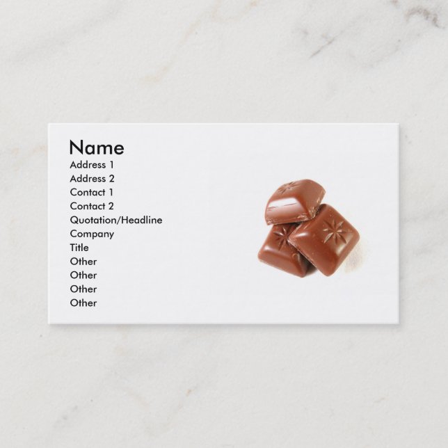 Tarjeta de visita de chocolate (Anverso)