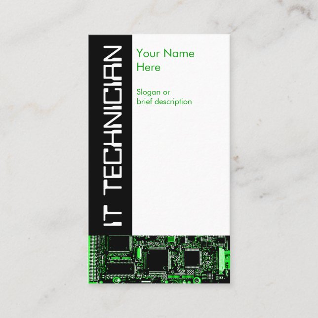 Tarjeta de visita de Circuit Green 2 'IT Technicia (Anverso)