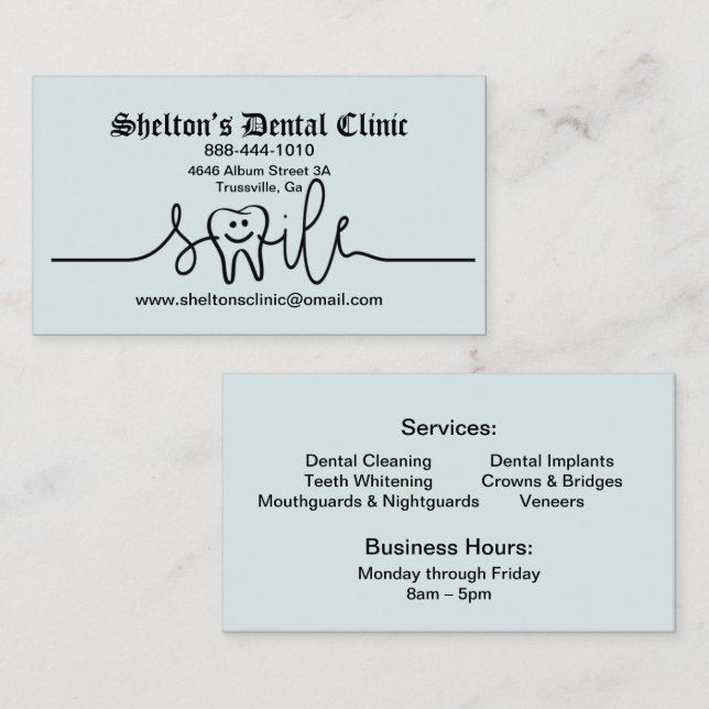 Tarjeta de visita de clínica dental (Anverso / Reverso)