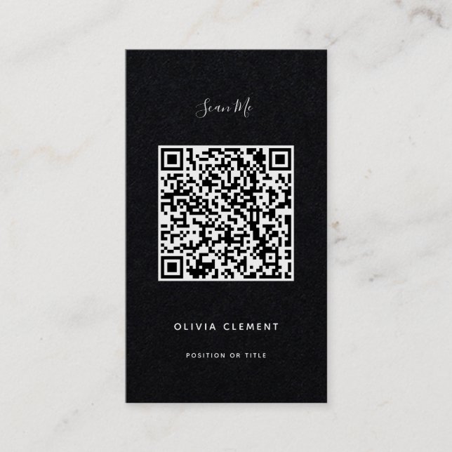 Tarjeta de visita de código QR moderno y negro de  (Anverso)