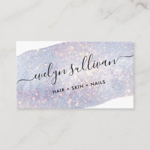 tarjeta de visita de color azul shimmer acuarela