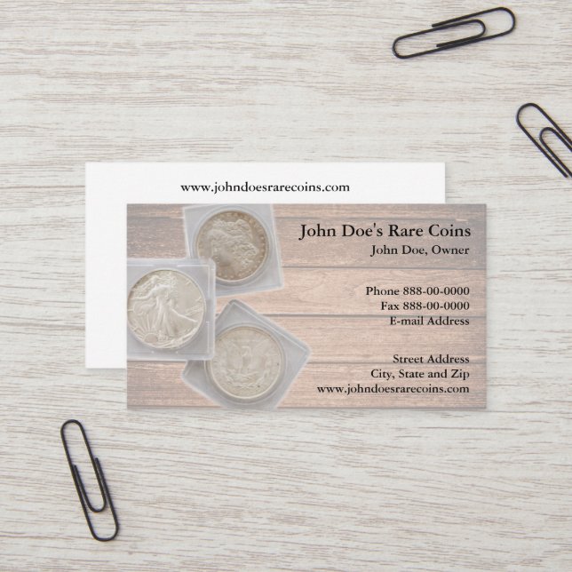 Tarjeta de visita de comerciante de monedas (Anverso/Reverso In Situ)
