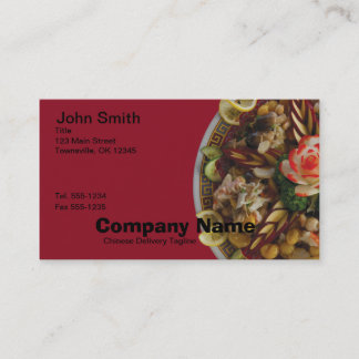 Tarjeta de visita de comida china sobre rojo