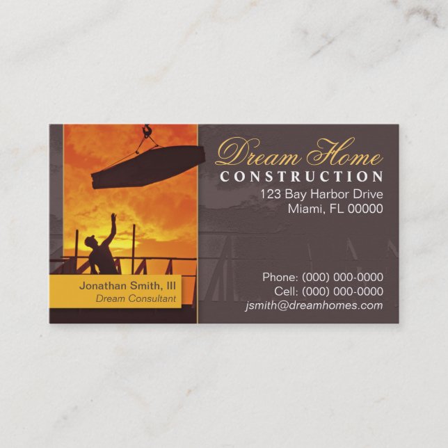 Tarjeta de visita de construcción (Anverso)