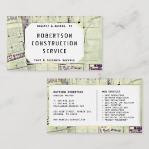 Tarjeta de visita de construcción - Plan de const