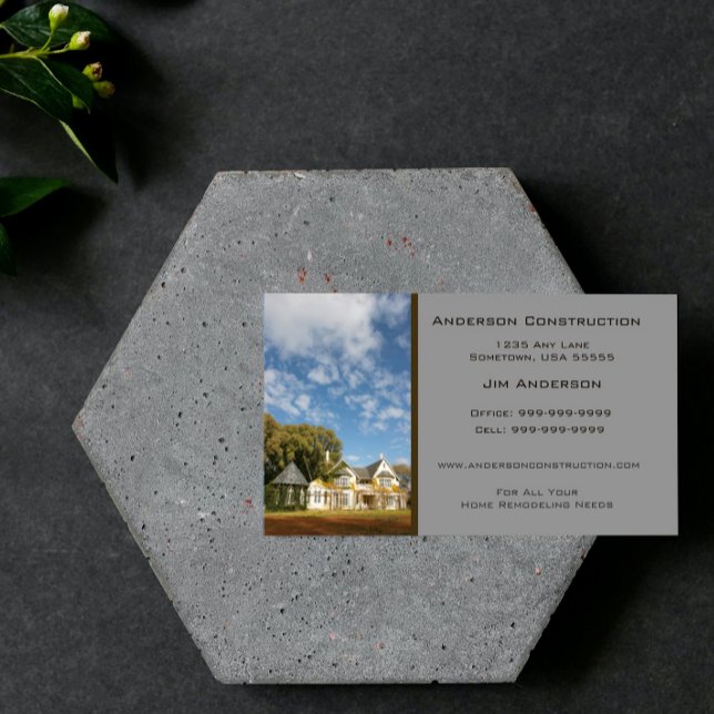 Tarjeta de visita de construcción residencial - Gr (Gray Home Construction Business Card)