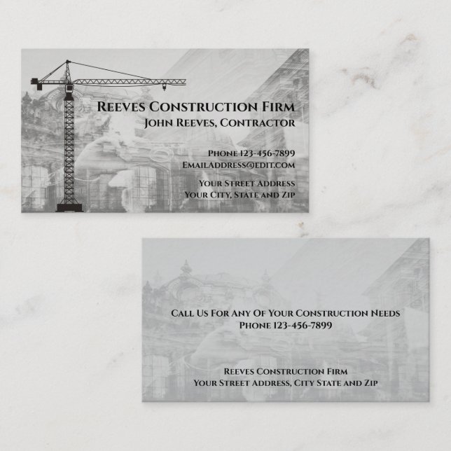 Tarjeta de visita de constructor de arquitectos (Anverso / Reverso)