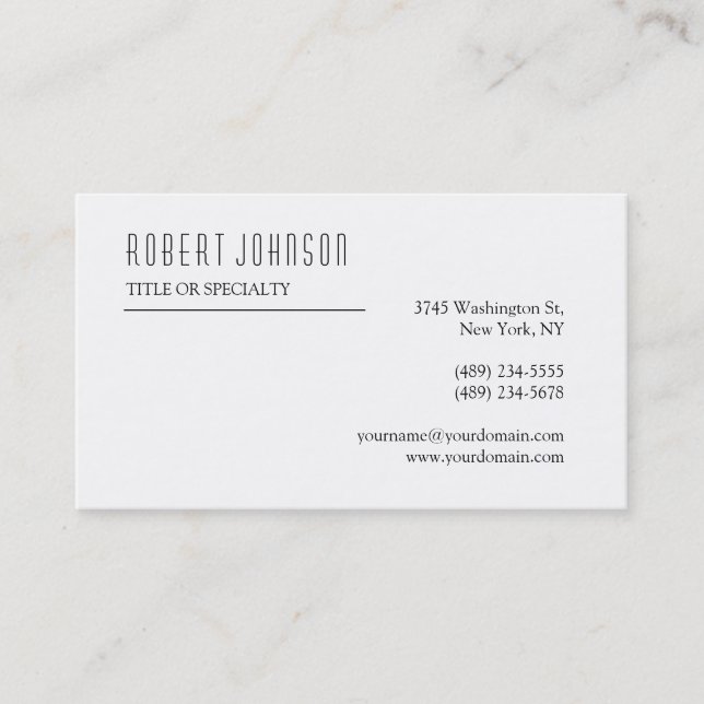 Tarjeta de visita de consultor blanco negro (Anverso)