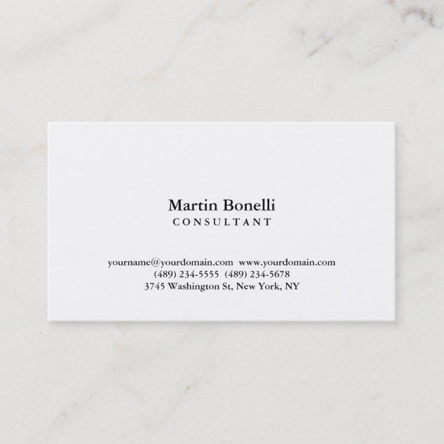 Tarjeta de visita de Consultor con Estilo Clásico (Anverso)