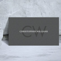 Tarjeta de visita de consultor con monograma gris