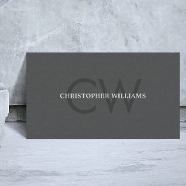 Tarjeta de visita de consultor con monograma gris