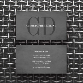 Tarjeta de visita de consultor con monograma gris 