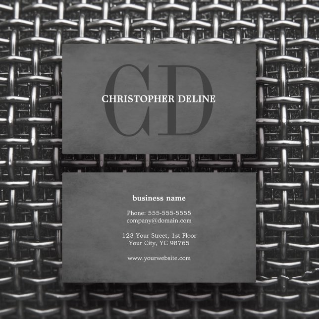 Tarjeta de visita de consultor con monograma gris  (Subido por el creador)