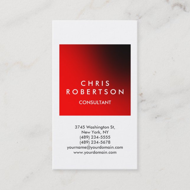 Tarjeta de visita de consultor de banda roja verti (Anverso)