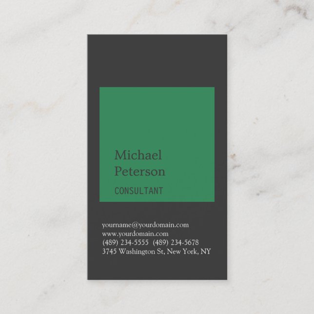 Tarjeta de visita de consultor de banda verde del  (Anverso)