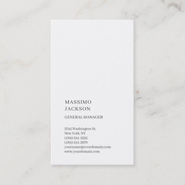Tarjeta de visita de consultor de moda blanca vert (Anverso)