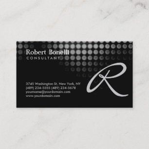 Tarjeta de visita de consultor de monograma gris n