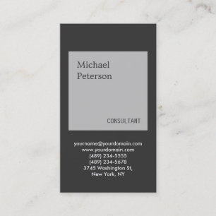Tarjeta de visita de consultor de raya gris vertic