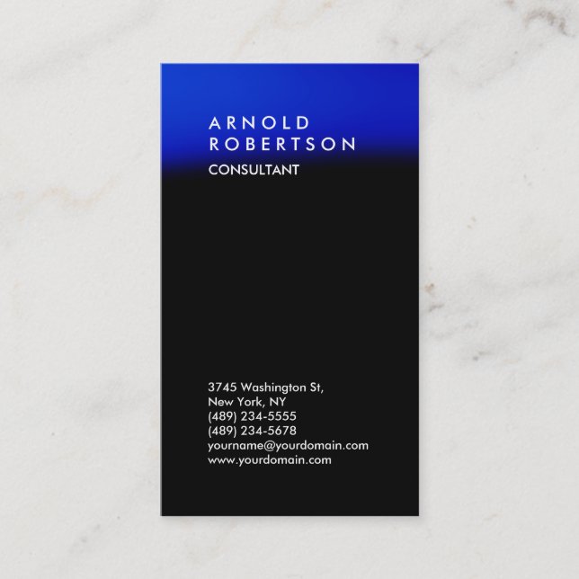Tarjeta de visita de consultor de Tendencia Azul N (Anverso)