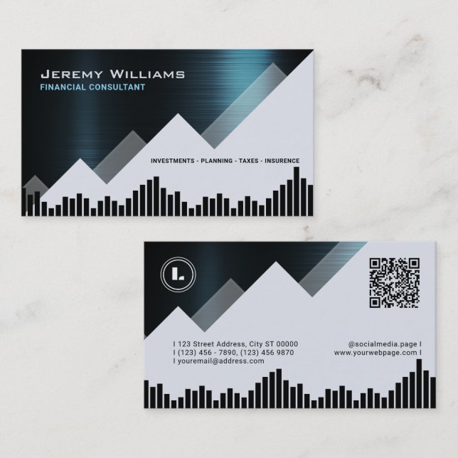 Tarjeta de visita de consultor financiero y de inv (Anverso / Reverso)