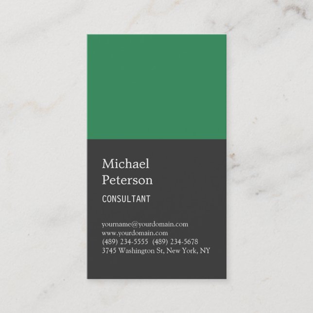 Tarjeta de visita de Consultor Gris de banda verde (Anverso)