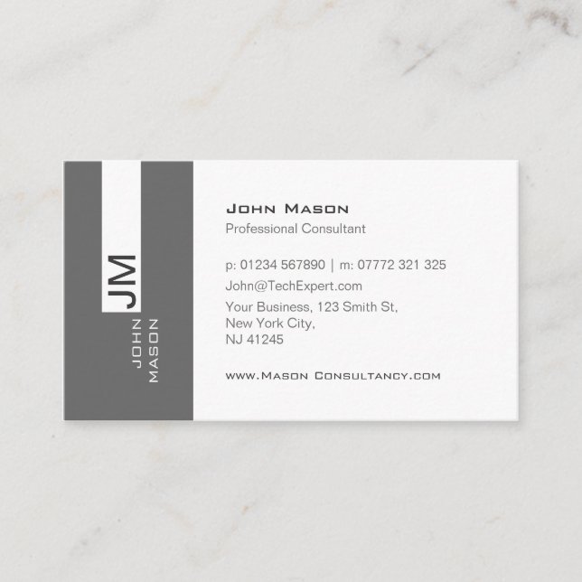 Tarjeta de visita de consultor Gris y Platino Mode (Anverso)