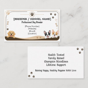 Tarjeta de visita de criador de perros de dibujos 