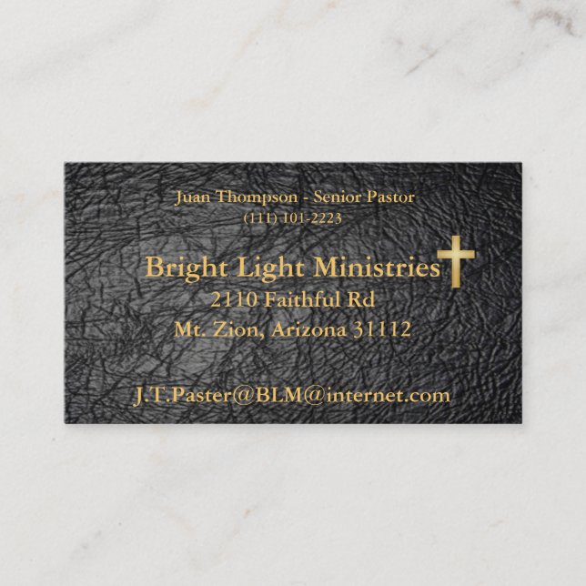 Tarjeta de visita de cuero de la piel de la biblia (Anverso)