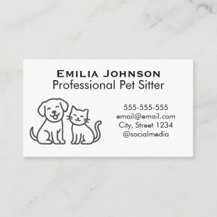 Tarjeta de visita de cuidador de mascotas minimali