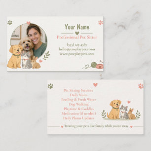 Tarjeta de visita de cuidador de mascotas personal