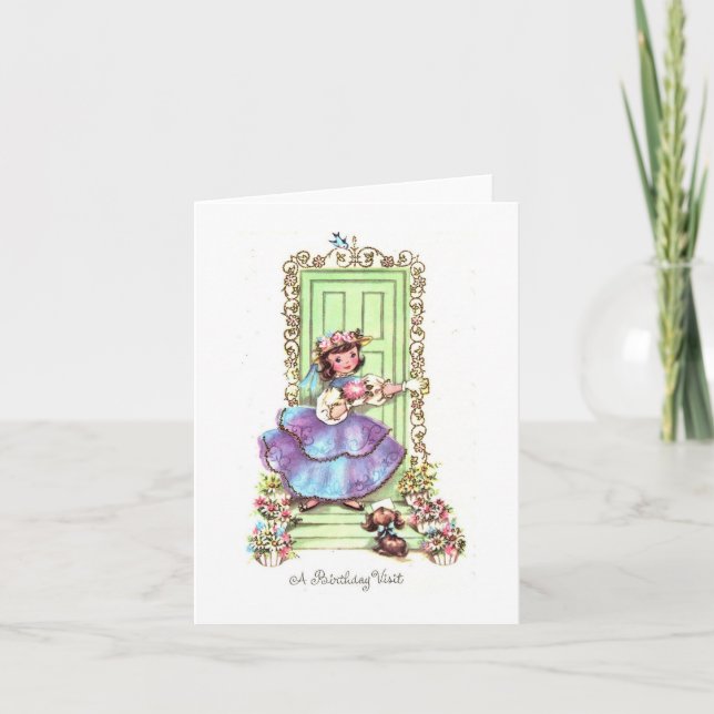 Tarjeta de visita de cumpleaños de Vintage (Anverso)