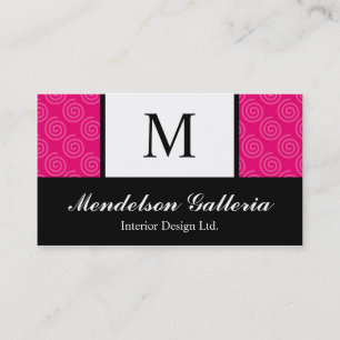 Tarjeta de visita de Deco Retro Swirl Hot Pink