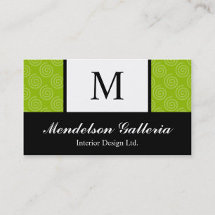 Tarjeta de visita de Deco Retro Swirl Lime Company