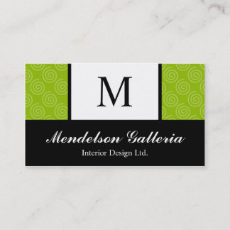 Tarjeta de visita de Deco Retro Swirl Lime Company
