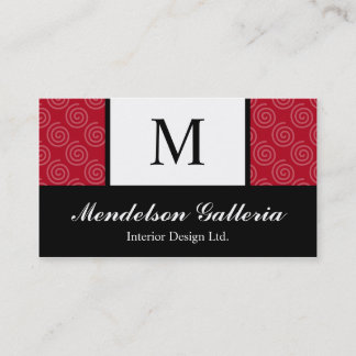 Tarjeta de visita de Deco Retro Swirl Red Company