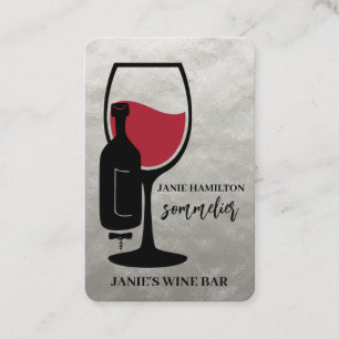 Tarjeta de visita de diseñador de bar de vino somm
