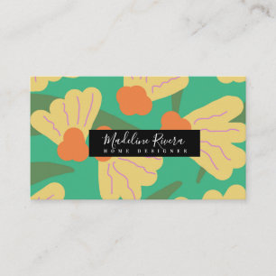 Tarjeta de visita de diseñador floral atrevida y p