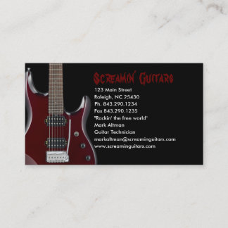 Tarjeta de visita de diseño para tienda de guitarr