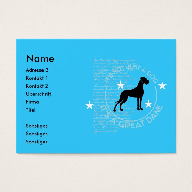 Tarjeta de visita de Dogge alemán (Frente)