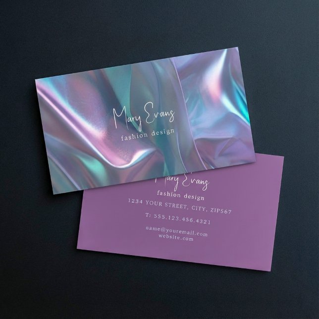 Tarjeta de visita de efecto de tejido holográfico (Holographic fabric effect business card.)