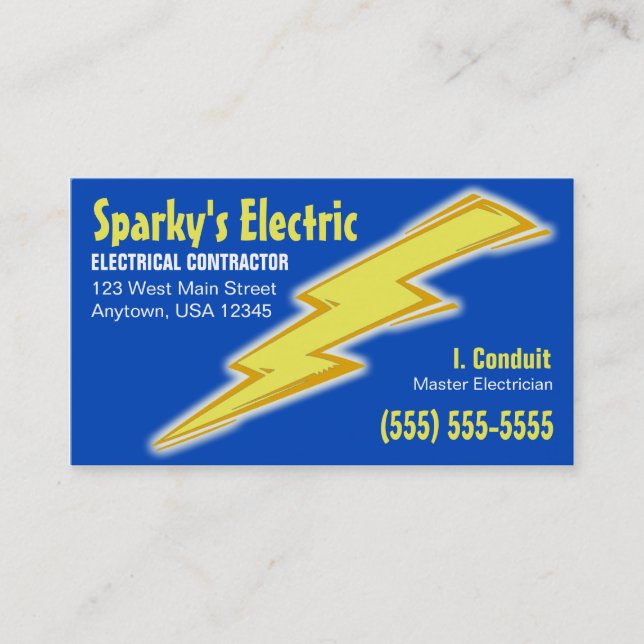 Tarjeta de visita de electricista (Anverso)