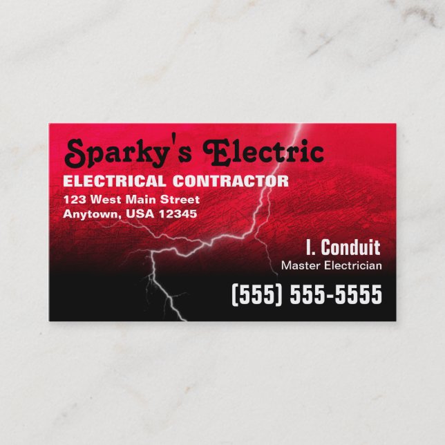 Tarjeta de visita de electricista (Anverso)