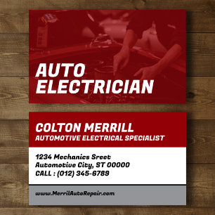 Tarjeta de visita de electricista de automóviles