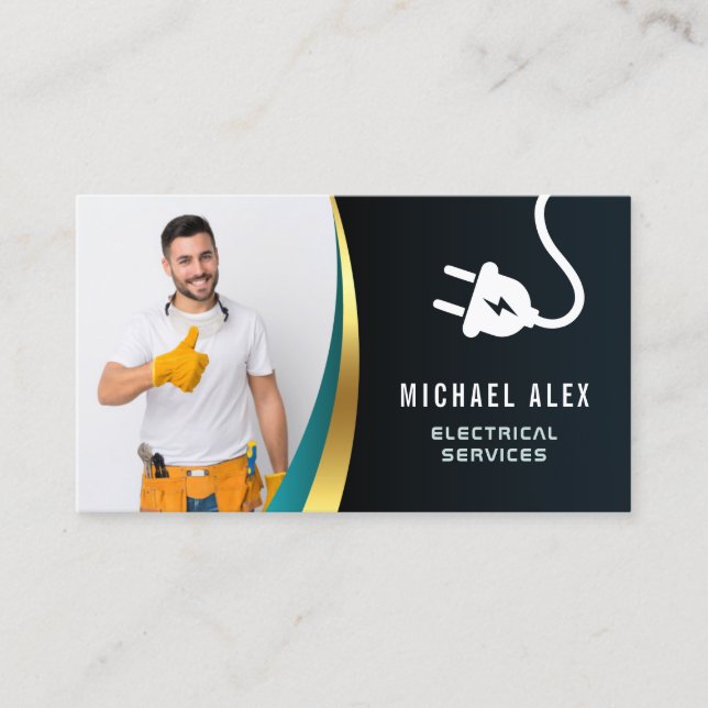 tarjeta de visita de electricista elegante (Anverso)