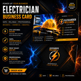 Tarjeta de visita de electricista moderno | EDITAB