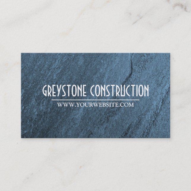 Tarjeta de visita de empresa de construcción azul  (Anverso)