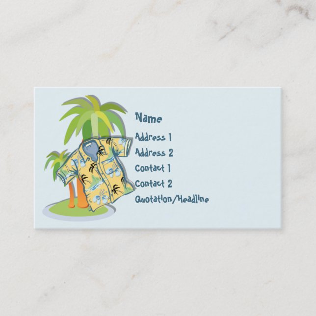 Tarjeta de visita de encargo de la camisa hawaiana (Anverso)